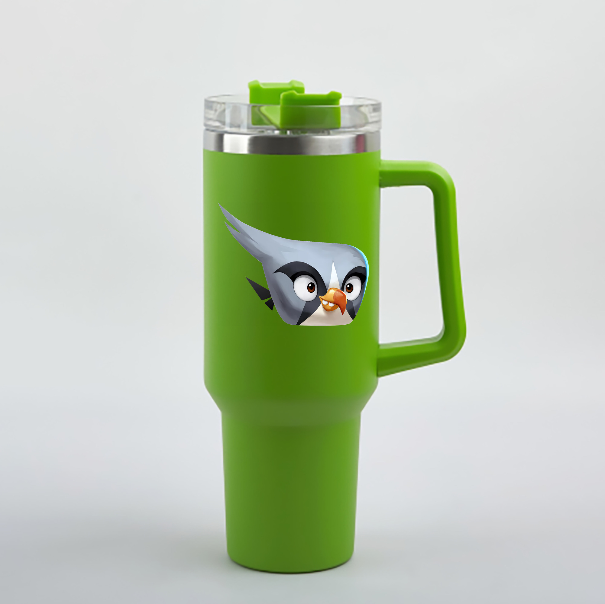 （画像用） Angry Birds アングリーバード 1200mL車用タンブラー - クリスタルステッカー（プラスチックストロー付き）